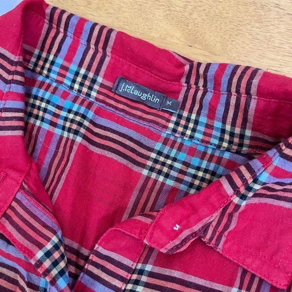 J.McLaughlin Lois Blouse Plaid Long Sleeves Light Fabric Summer Shirt, Size M - Picture 5 of 8